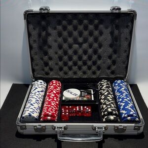 Classic Poker Chip Set with Case - Black, Red, Blue, White